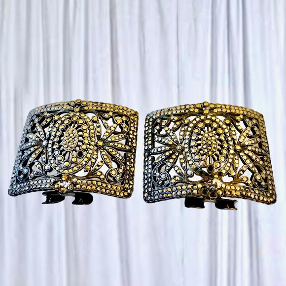 Vintage Shoe Clip Studs Silvertone Heavy Large - Picture 5 of 10